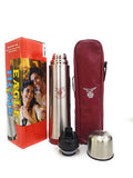 Eagle Home Red Sleek Flip Lid Stainless Steel Vacuum Flask 1000 Ml