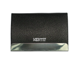 WENTYF PU Leather RFID Blocking Credit Card Holder, Case Wallet with Magnetic Closure for Men & Women - Leather Black Steel