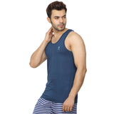 Raju Anytime Undershirt (100% Cotton) - True Premium Vest (Pack of 3) (Blue)