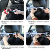 GARTIG Car Headrest Seat Hooks for Purses and Bags with Phone Holder, Universal 360° Rotation (Pack of 2)