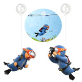 GARTIG Aquarium Accessory Cute Resin Floating Cartoon Diver Decorative Item with Thin Line and Suspended Ball (Pack of 2)