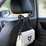 GARTIG Car Headrest Seat Hooks for Purses and Bags with Phone Holder, Universal 360° Rotation (Pack of 2)