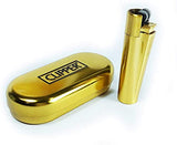 Clipper Metal Cigarette Lighter, Gold with Refill Can 100ml, with Flint System 5 pcs