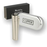 Clipper Metal Cigarette Lighter with Designer Box, Silver with Flint System 5 pcs FREE