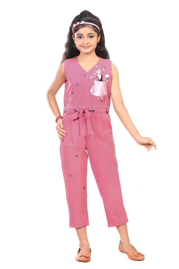 WENTYF Girl's Regular fit JumpSuit, Overalls, Dungarees Capri & Rompers (Pink)