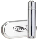 Clipper Metal Cigarette Lighter, Silver with Refill Can 100ml, with Flint System 5 pcs