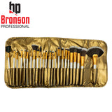 Bronson Professional Makeup Brush Set of 24 Brushes With Luxury Leather Storage Pouch