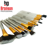 Bronson Professional Makeup Brush Set of 24 Brushes With Luxury Leather Storage Pouch