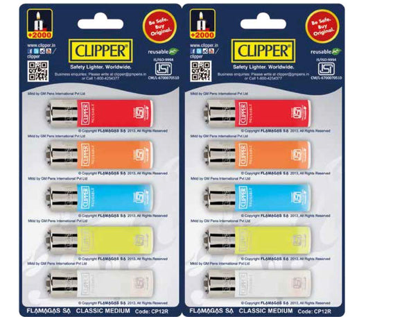 Clipper Refillable Cigarette Lighters (CP12)- 10 PCS