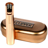Clipper Metal Cigarette Lighter, Rose Gold with Refill Can 100ml, with Flint System 5 pcs