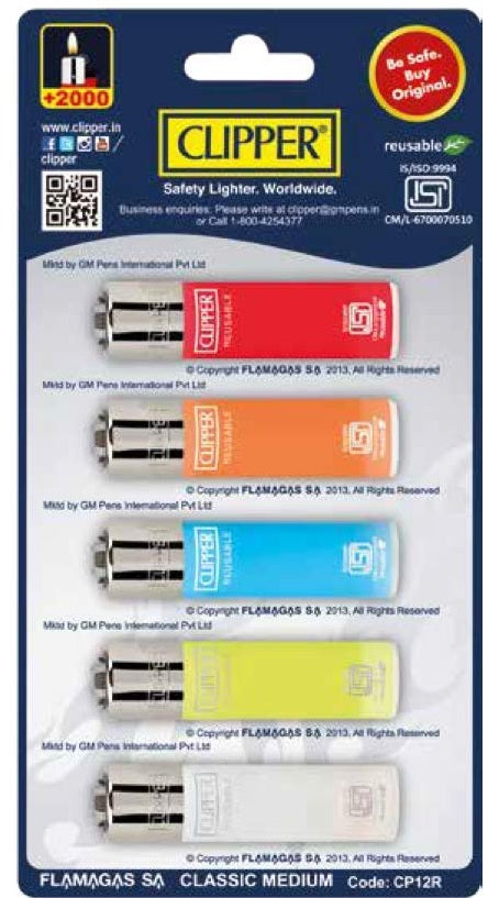 Clipper Refillable Cigarette Lighters (CP12)- 5 PCS