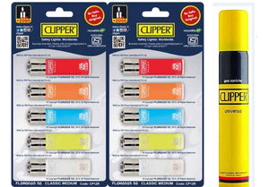 Clipper Refillable Cigarette Lighters (CP12)- 10 PCS + 550 ml Gas Can