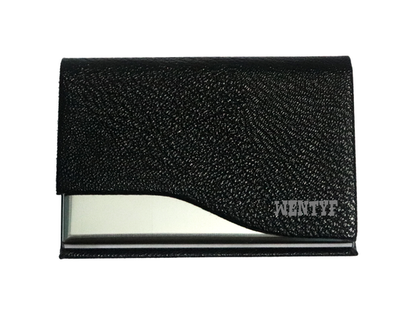 WENTYF PU Leather RFID Blocking Credit Card Holder, Case Wallet with Magnetic Closure for Men & Women - Leather Black