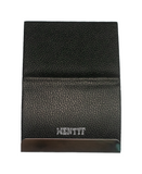 WENTYF PU Leather RFID Blocking Credit Card Holder, Case Wallet with Magnetic Closure for Men & Women - Leather Black Steel