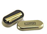 Clipper Metal Cigarette Lighter with Designer Box, Gold with Lighter Gas Refill Can 100ml, Combo