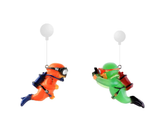 GARTIG Aquarium Accessory Cute Resin Floating Cartoon Diver Decorative Item with Thin Line and Suspended Ball (Pack of 2)