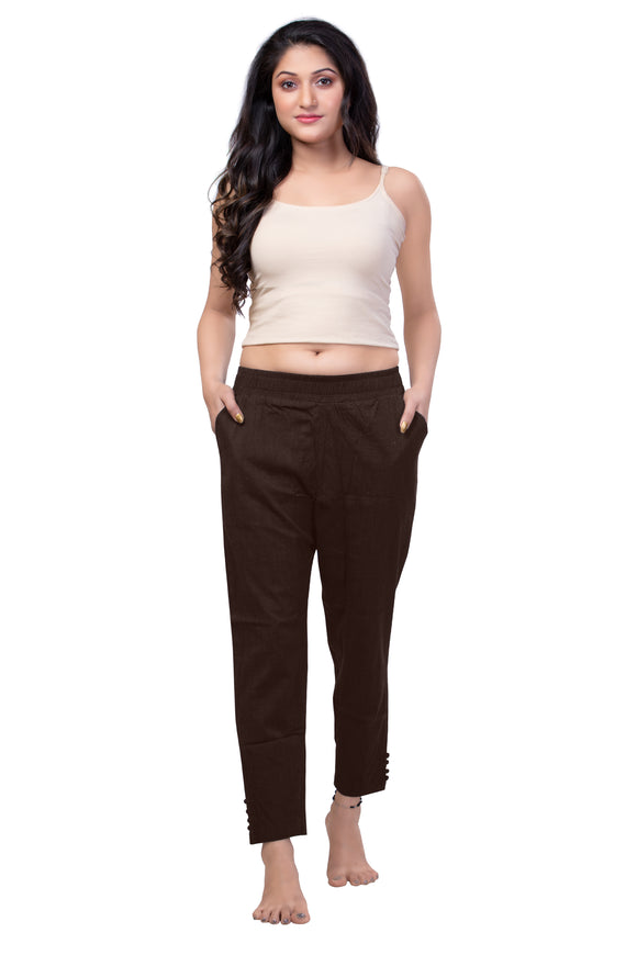 WENTYF Regular Fit Pants/Jeggings with Pockets for Office/Party/Casual (Dark Brown)