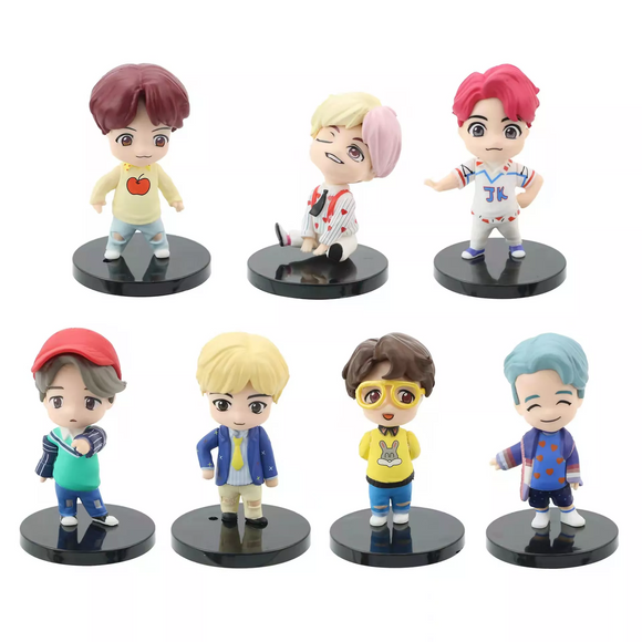 GARTIG Premium BTS 3D Rubber Silicone BTS Army Keychain (Pack Of 7)