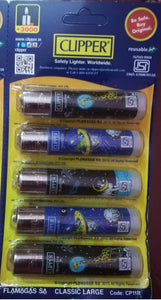 Clipper Refillable Large Cigarette Lighters (Lost In Space)- 5 PCS