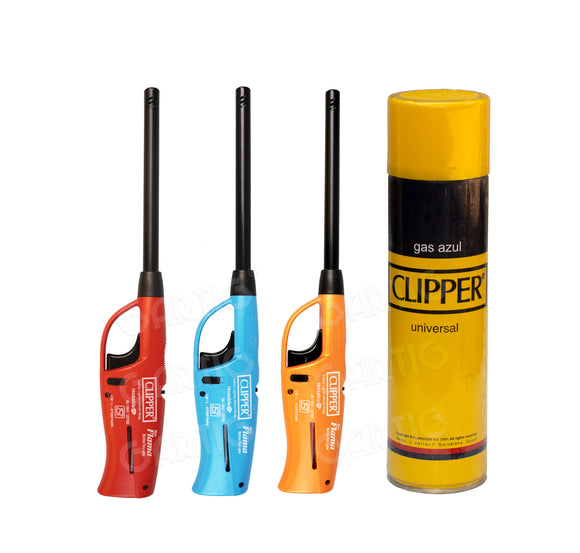Clipper Neo Flama Matchless Flame Lighter (Assorted Color) - Pack of 3 with refiller 550ml