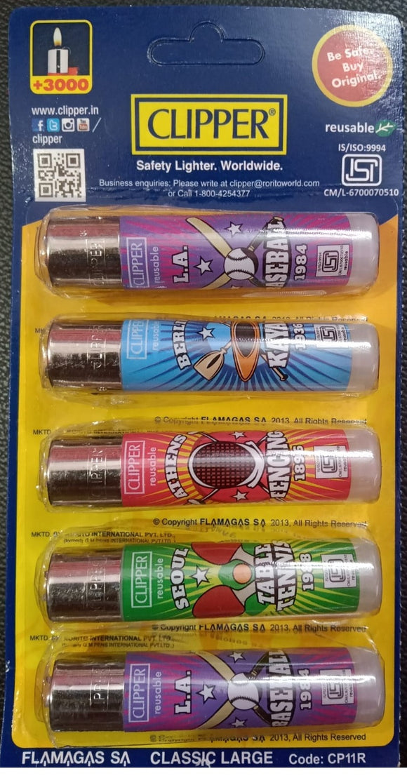 Clipper Refillable Large Cigarette Lighters (World Tour 22)- 5 PCS