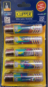 Clipper Refillable Large Cigarette Lighters (World Tour 23)- 5 PCS