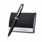 Sheaffer Set 9317 Gift Set Ballpoint Pen – Matte Black With Nickel-Plating And Business Card Holder